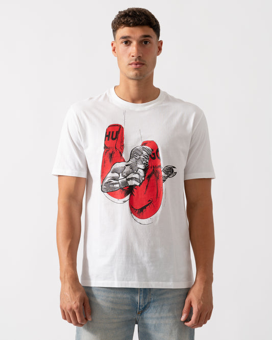 HUGO Diboxer Mens Graphic Print T-Shirt - White 100