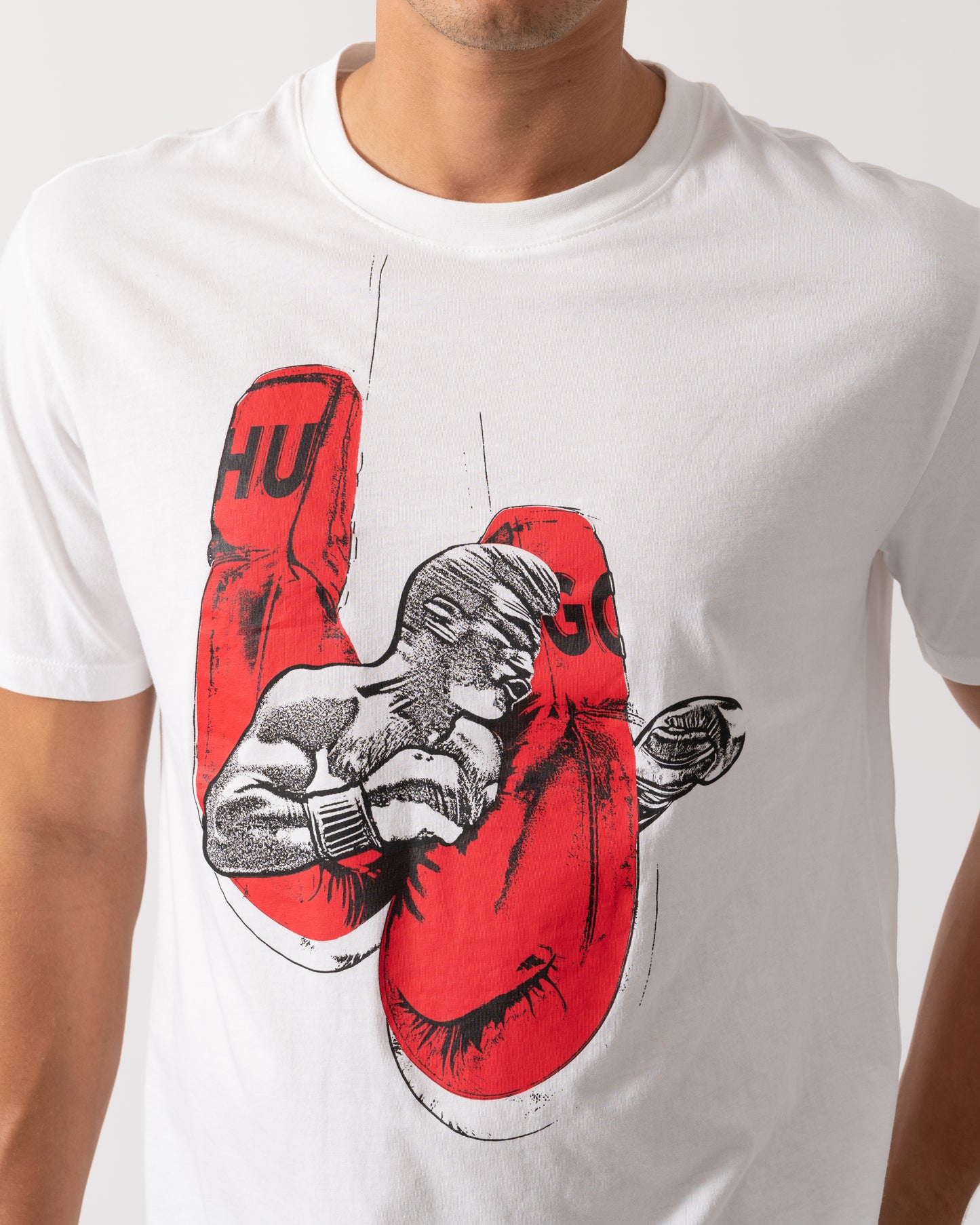 HUGO Diboxer Mens Graphic Print T-Shirt - White 100