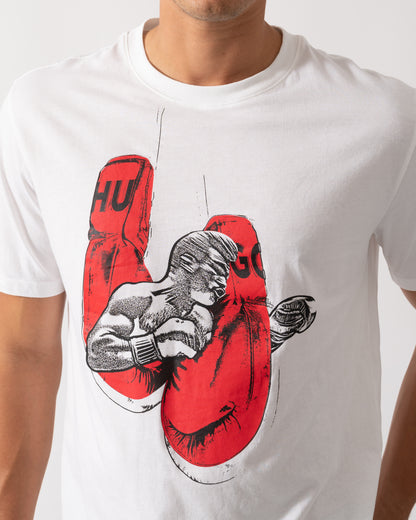 HUGO Diboxer Mens Graphic Print T-Shirt - White 100