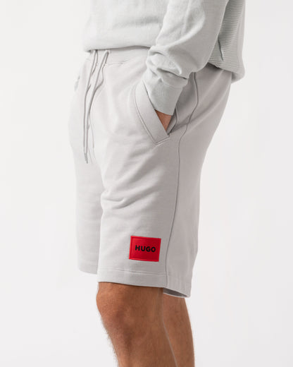HUGO Diz222 Mens Cotton Terry Shorts with Logo Label - Light/Pastel Grey 050