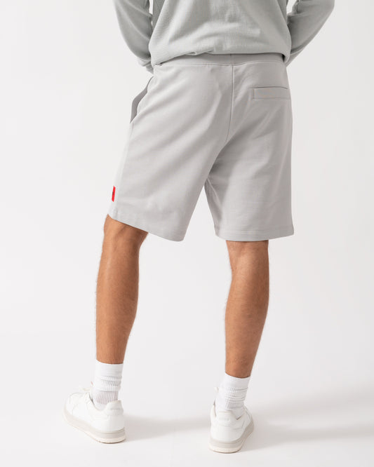 HUGO Diz222 Mens Cotton Terry Shorts with Logo Label - Light/Pastel Grey 050