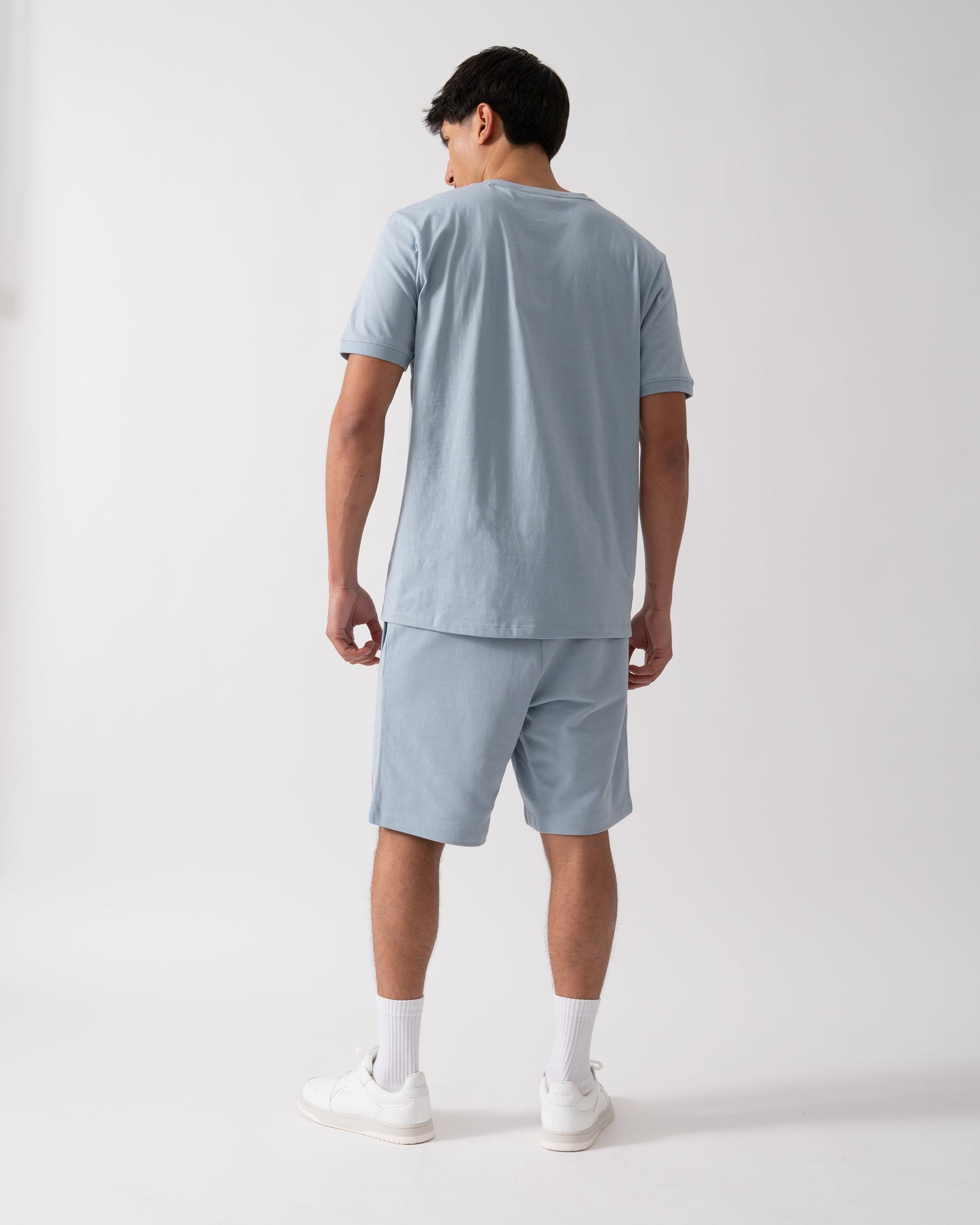HUGO Diz222 Mens Cotton Terry Shorts with Logo Label - Open Blue 483