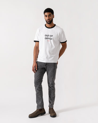 Model wearing HUGO Out-Of-Office T-Shirt in White 100 - full length