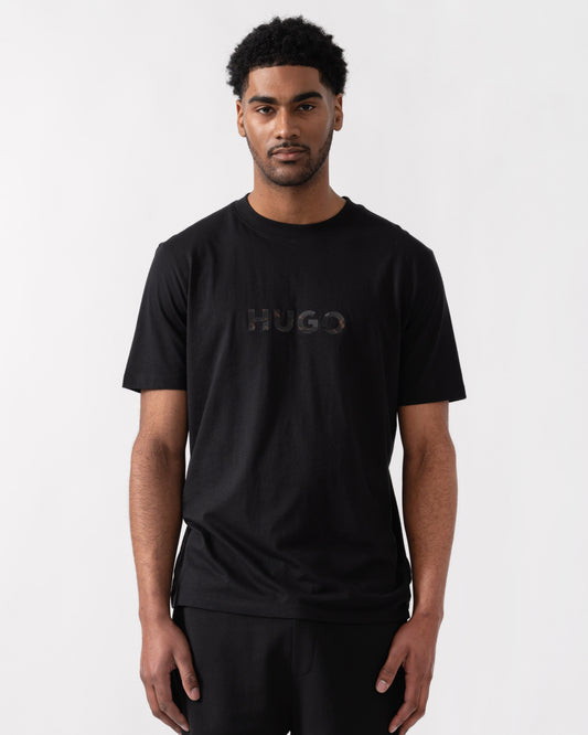 HUGO Dumeo Mens Tortoise-Logo T-Shirt in Cotton Jersey  - Black 001 | CHO | Designer Mens Short Sleeve T-Shirts
