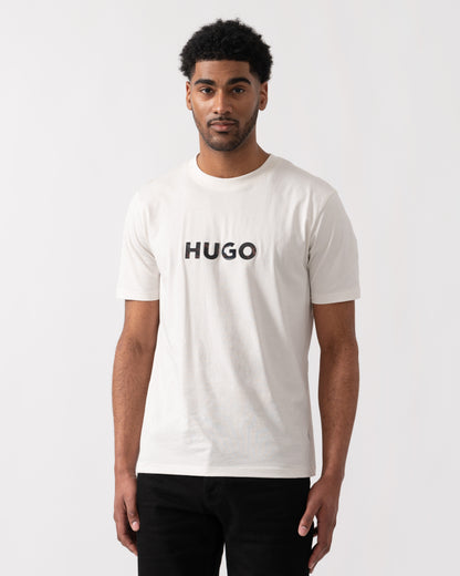 HUGO Dumeo Mens Tortoise-Logo T-Shirt in Cotton Jersey - Natural 102 | CHO | Designer Mens Short Sleeve T-Shirts