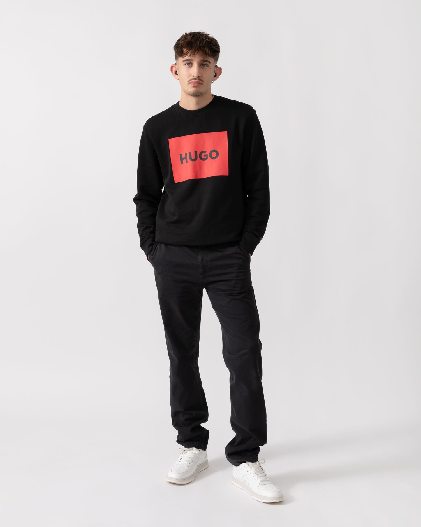 HUGO Duragol222 Large Label Logo Mens Sweatshirt - Black 001