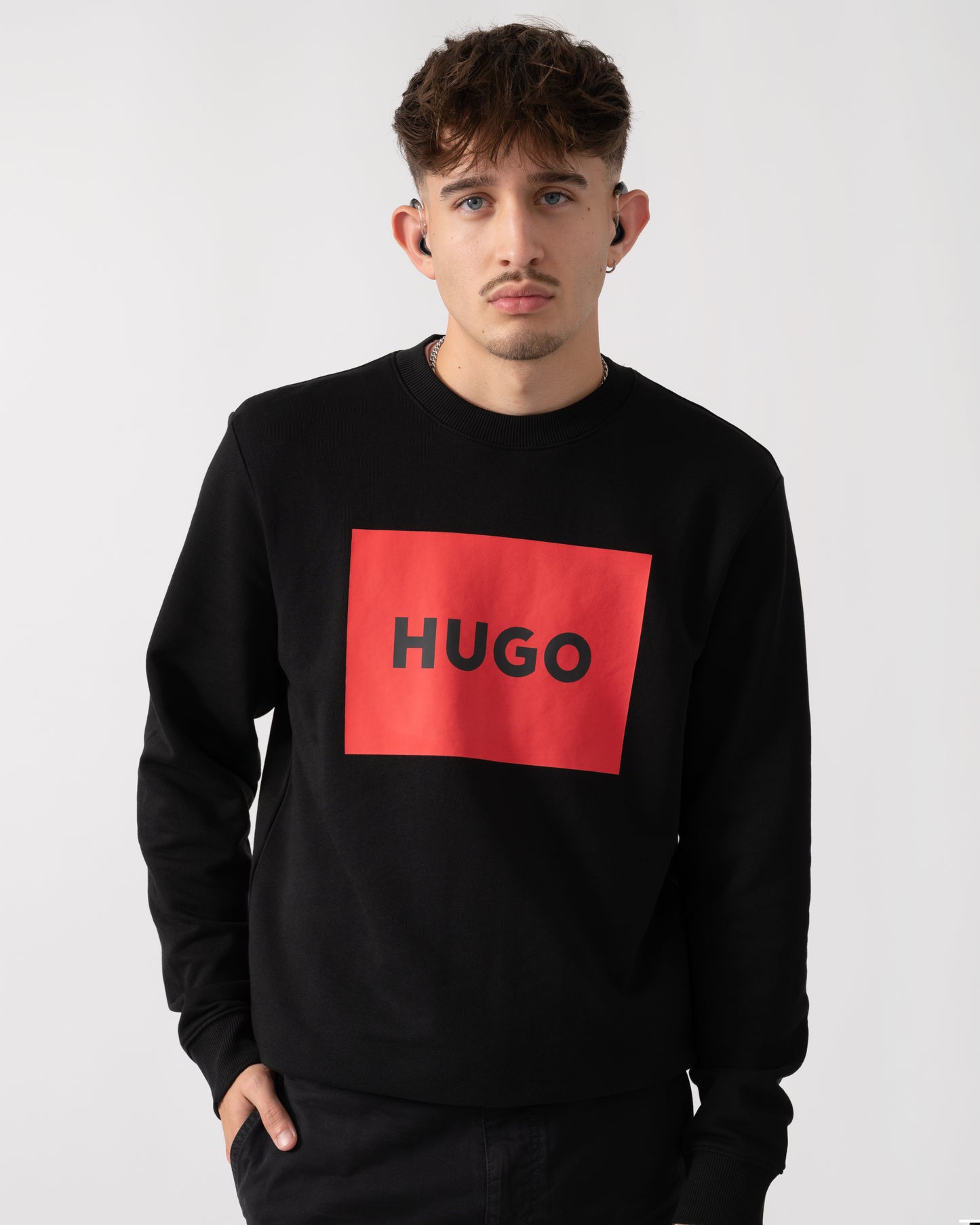 HUGO Duragol222 Large Label Logo Mens Sweatshirt - Black 001