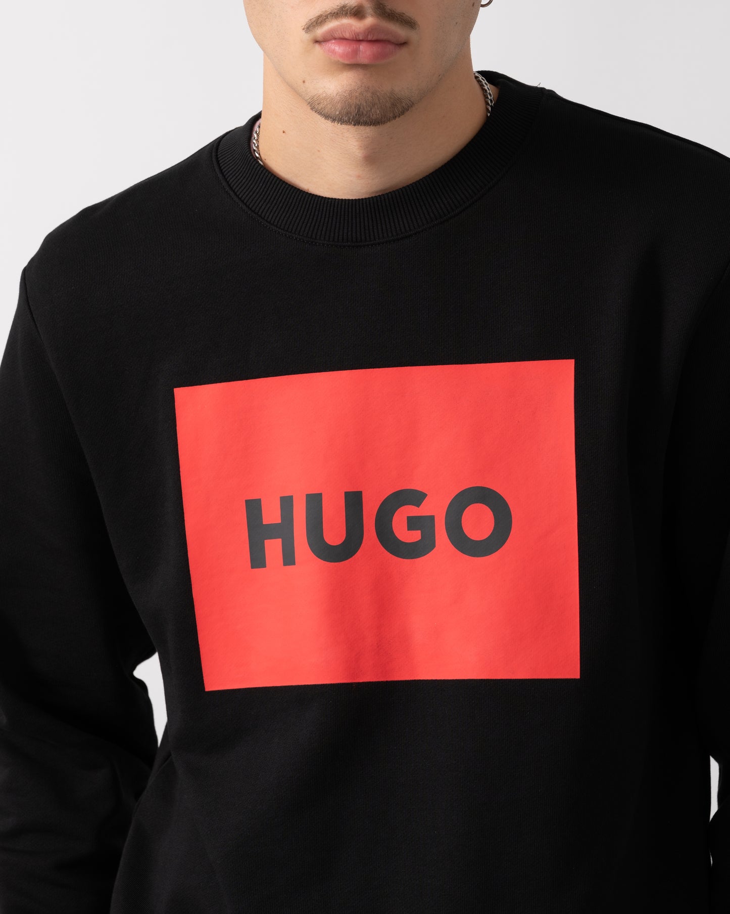HUGO Duragol222 Large Label Logo Mens Sweatshirt - Black 001