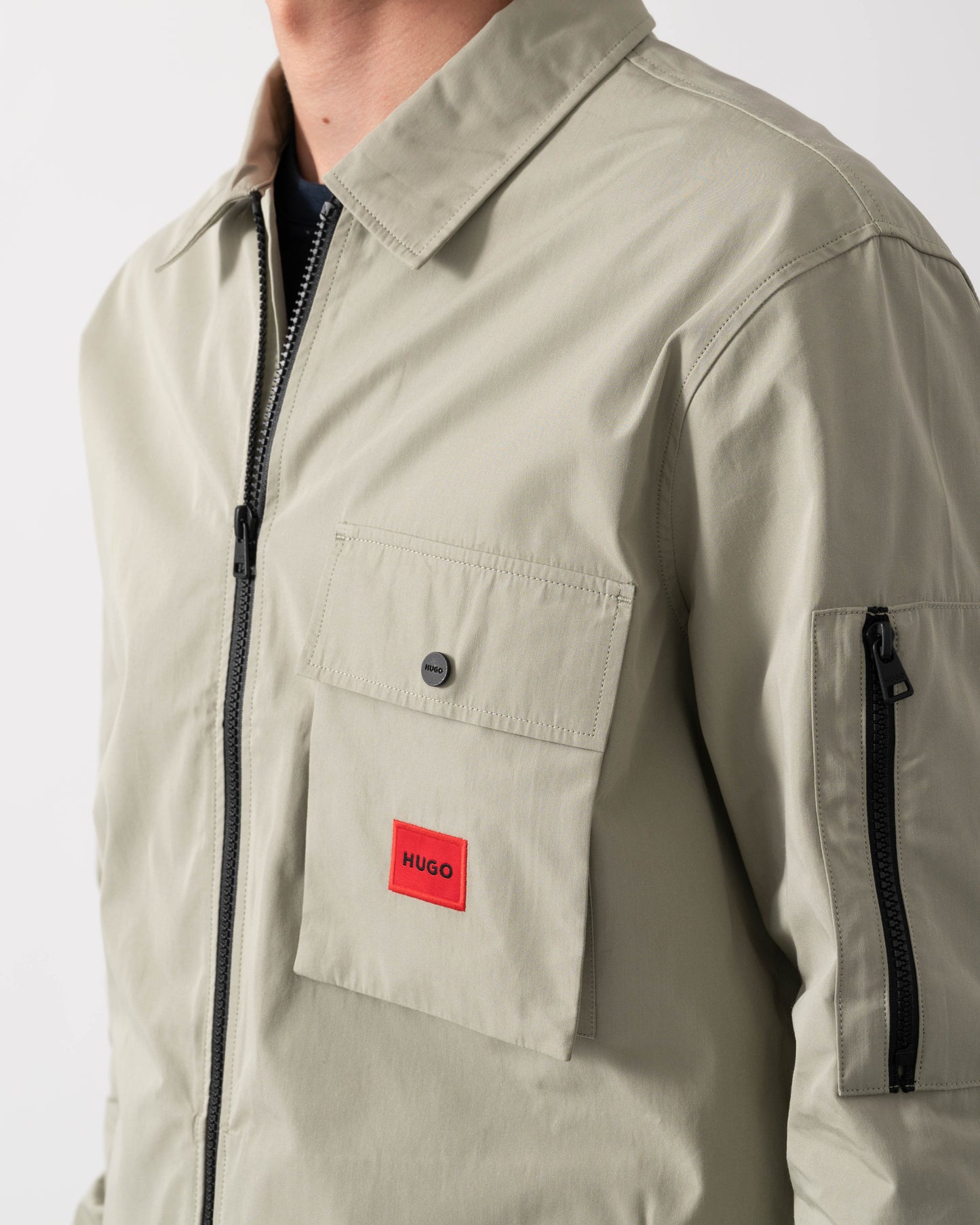 HUGO Emmond Mens Zip Overshirt - Light/Pastel Green 337