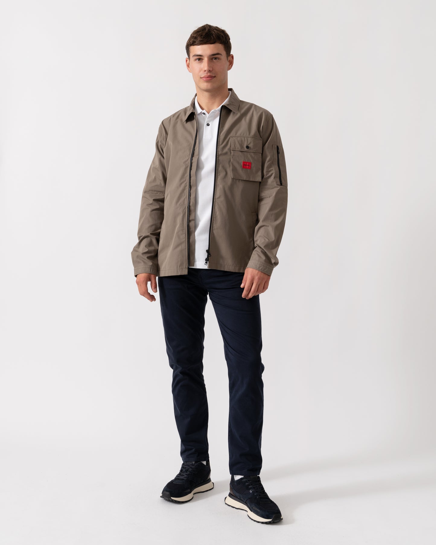 HUGO Emmond Mens Zip Overshirt - Medium Grey 032