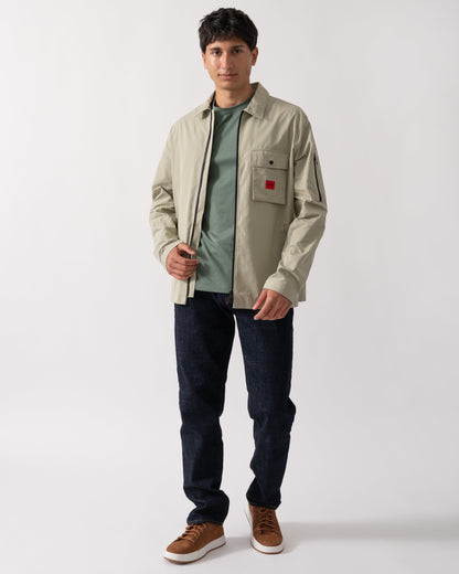 HUGO Emmond Mens Zip Overshirt - Open Green 391