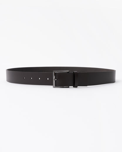 HUGO Mens Geek Smooth Leather Belt with Brushed Silver Buckle front view