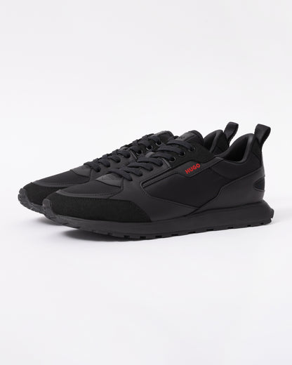 HUGO Icelin Runn Mens Mixed-Material Trainers with Branded Accents - Black 003