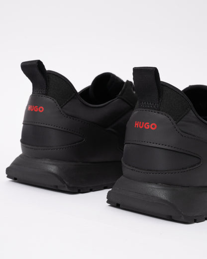 HUGO Icelin Runn Mens Mixed-Material Trainers with Branded Accents - Black 003