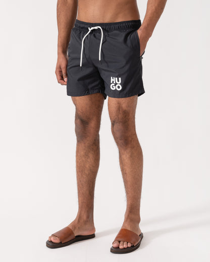 HUGO Mens Paolo Swim Shorts with Stacked Logo Print main