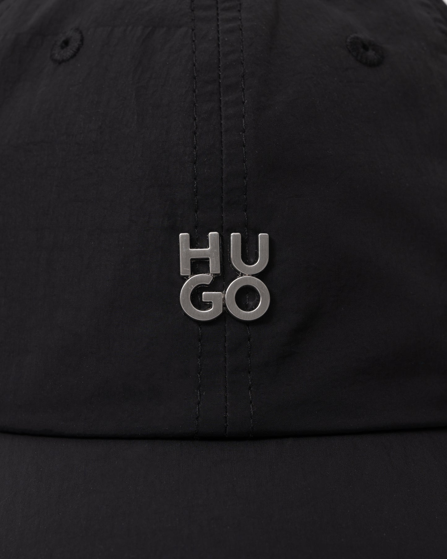 HUGO Mens Mett Baseball Cap - Black 001 logo detail