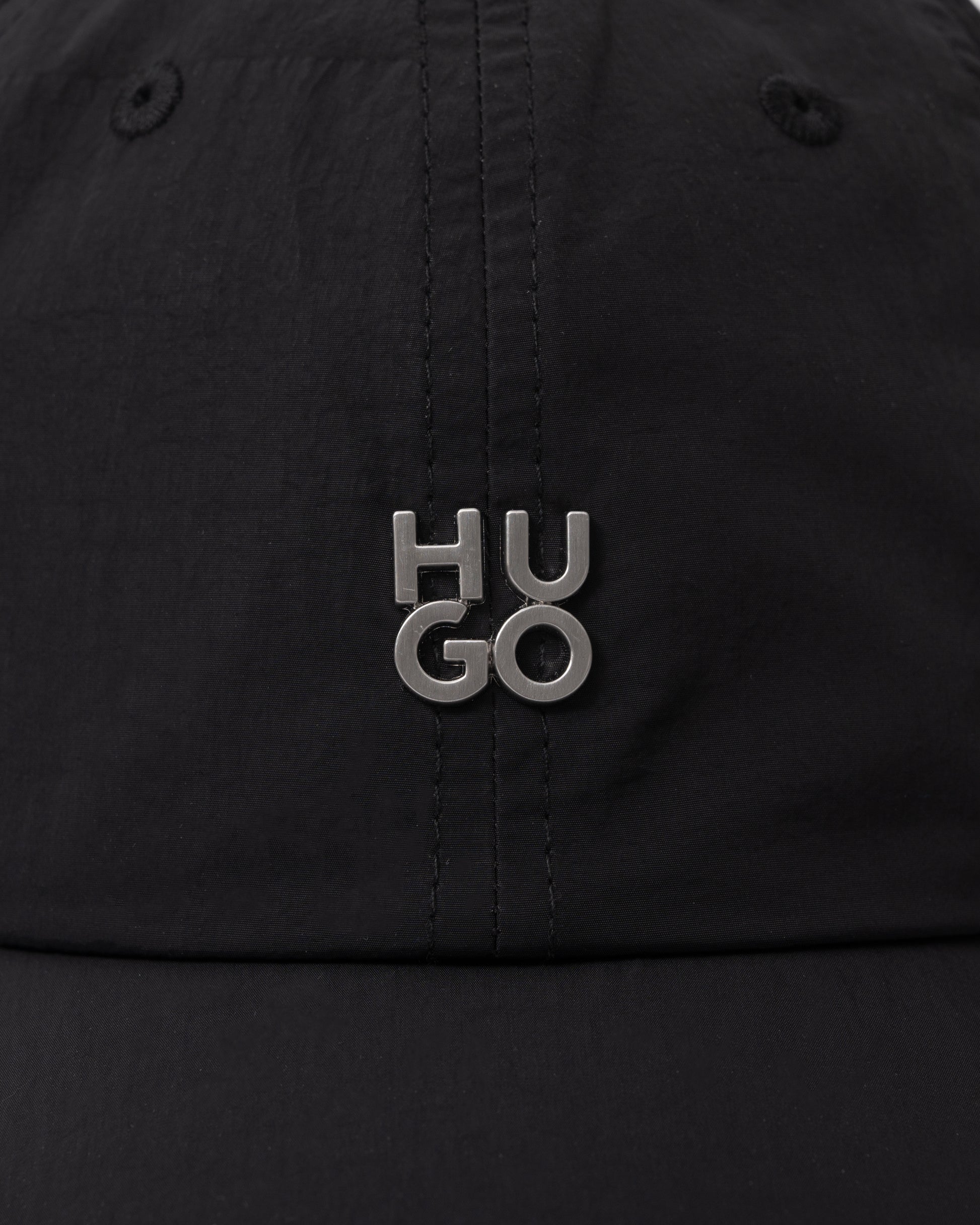 HUGO Mens Mett Baseball Cap - Black 001 logo detail