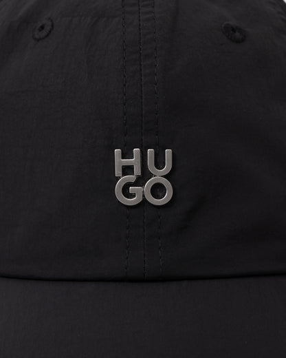HUGO Mens Mett Baseball Cap - Black 001 logo detail