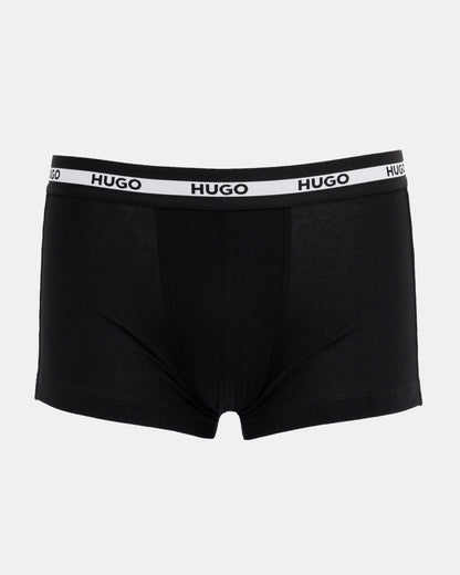 HUGO Planet 3-Pack Stretch-Cotton Logo Waistband Trunks - Black 005