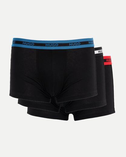 HUGO Planet 3-Pack Stretch-Cotton Logo Waistband Trunks - Black 005