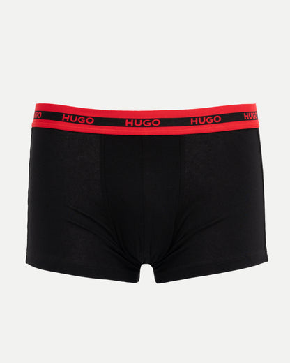 HUGO Planet 3-Pack Stretch-Cotton Logo Waistband Trunks - Black 005