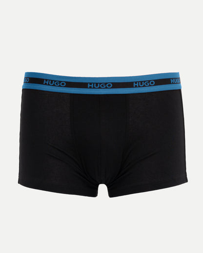 HUGO Planet 3-Pack Stretch-Cotton Logo Waistband Trunks - Black 005