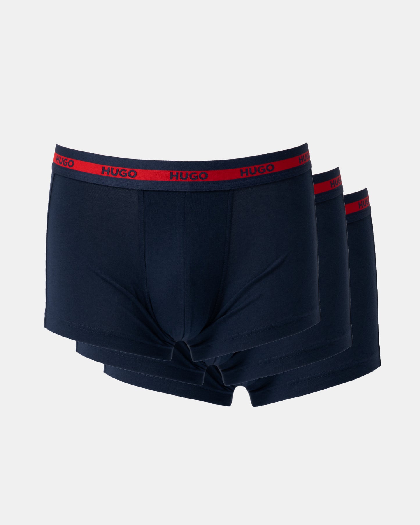 HUGO Planet 3-Pack Stretch-Cotton Logo Waistband Trunks - Navy 411 - 3 pack