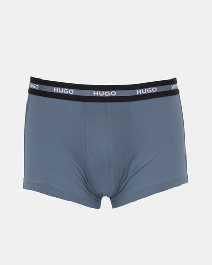 HUGO Planet 3 Pack Stretch Cotton Trunks - Open Miscellaneous 964 blue