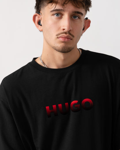 HUGO Ray Mens Logo Graphic Pyjama T-Shirt - Black 001 detail