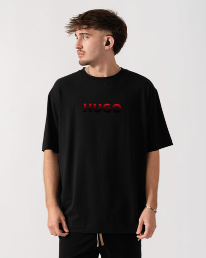 HUGO Ray Mens Logo Graphic Pyjama T-Shirt - Black 001 front