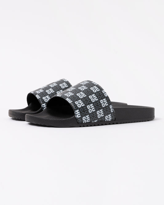 HUGO Timein Mens Slides with Checkered Logo Strap - Black 001