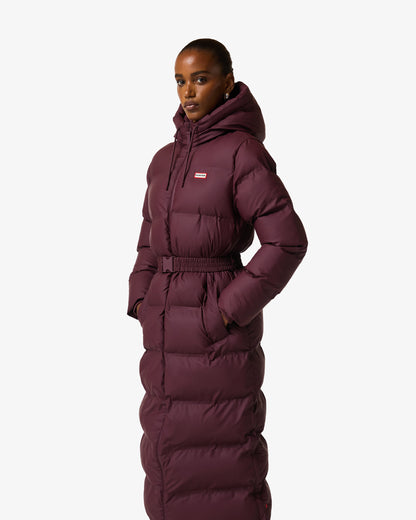 Hunter Hutchison Womens PU Coated Long Puffer Jacket in Port Royale, front