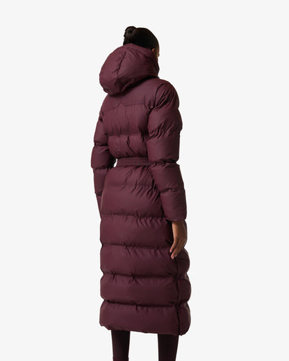 Hunter Hutchison Womens PU Coated Long Puffer Jacket in Port Royale, back
