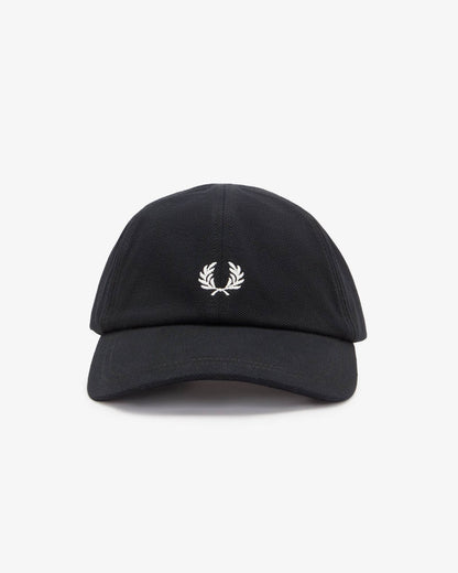 Fred Perry Mens Pique Classic Cap - Black/Snow White 843