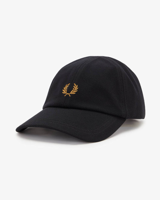 Fred Perry Mens Pique Classic Cap - Black/Dark Caramel U12