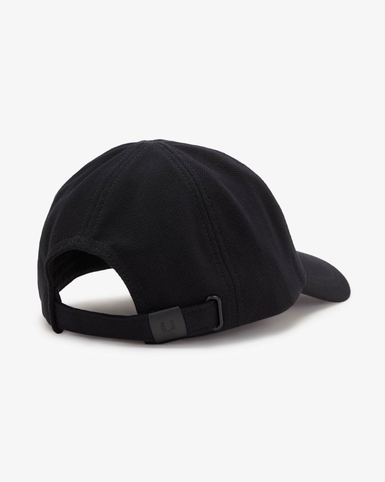 Fred Perry Mens Pique Classic Cap - Black/Dark Caramel U12 | CHO | Designer Mens Caps