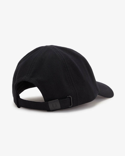 Fred Perry Mens Pique Classic Cap - Black/Dark Caramel U12 | CHO | Designer Mens Caps