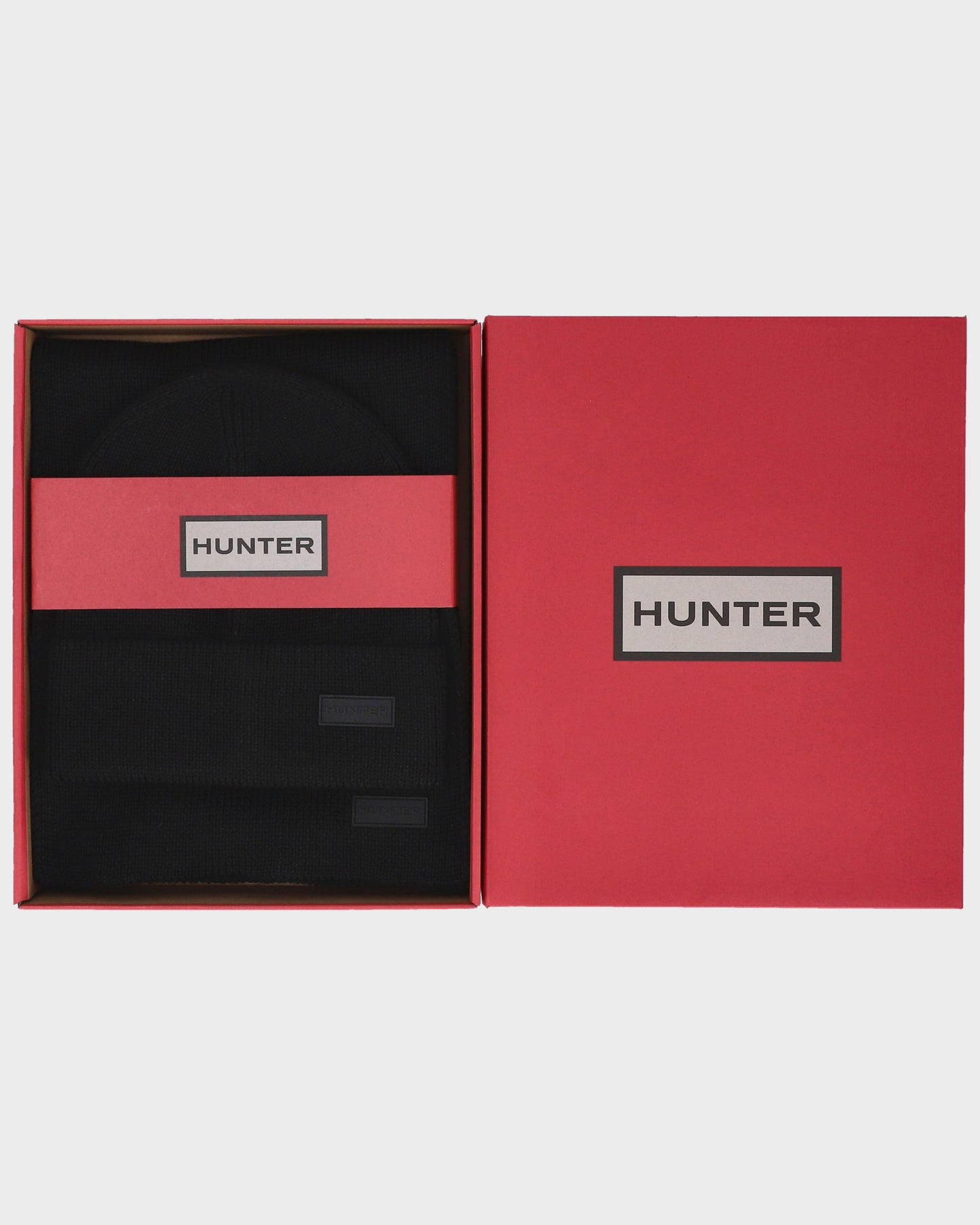 Hunter Unisex Arla Ribbed Cuff Beanie & Scarf Box Set - Black