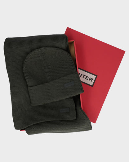 Hunter Unisex Arla Ribbed Cuff Beanie & Scarf Box Set - Kambaba