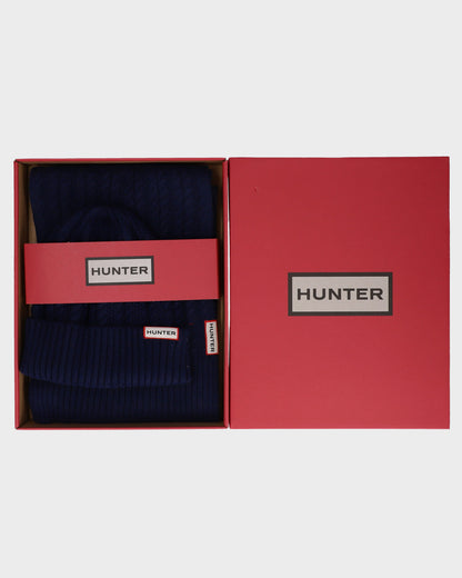 Hunter Unisex Mini Cable Cuff Beanie & Scarf Set - Night Sky