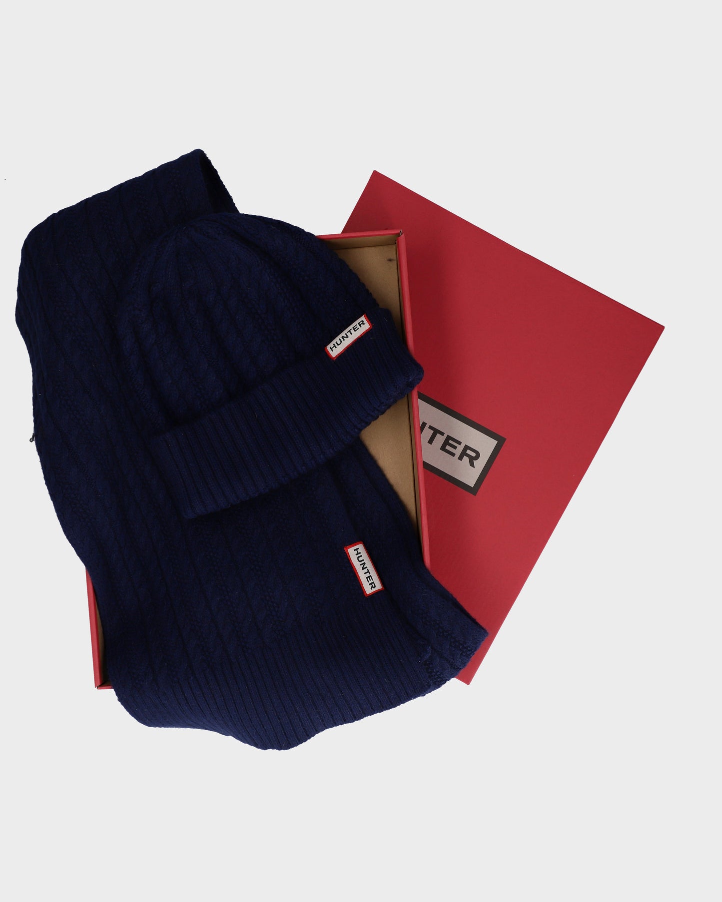 Hunter Unisex Mini Cable Cuff Beanie & Scarf Set - Night Sky