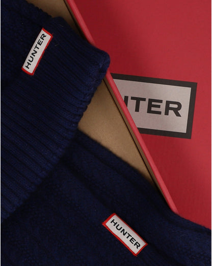 Hunter Unisex Mini Cable Cuff Beanie & Scarf Set - Night Sky
