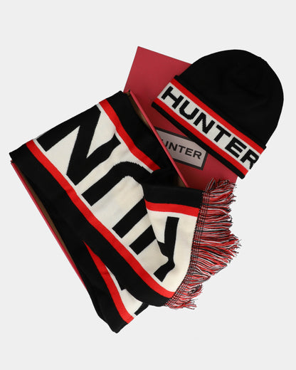 Hunter Unisex Dunbar Hat and Scarf Boxset - Black