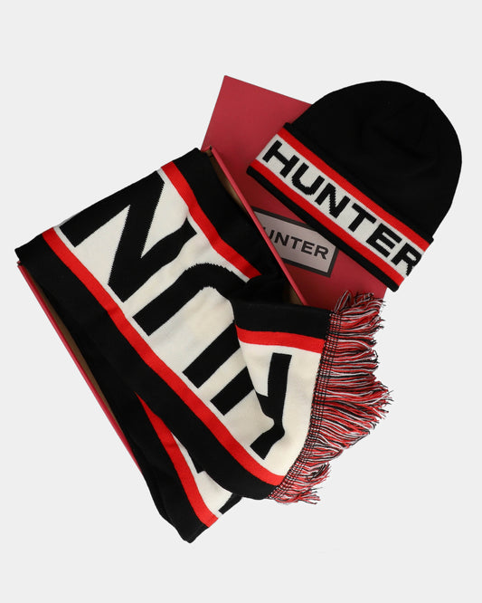 Hunter Unisex Dunbar Hat and Scarf Boxset - Black