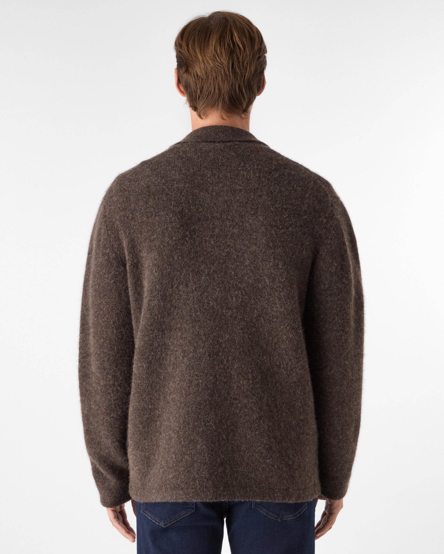 Oliver Sweeney Heywood Mens Alpaca Wool Blend Knitted Overshirt - Chocolate