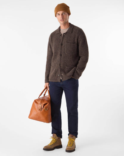 Oliver Sweeney Heywood Mens Alpaca Wool Blend Knitted Overshirt - Chocolate