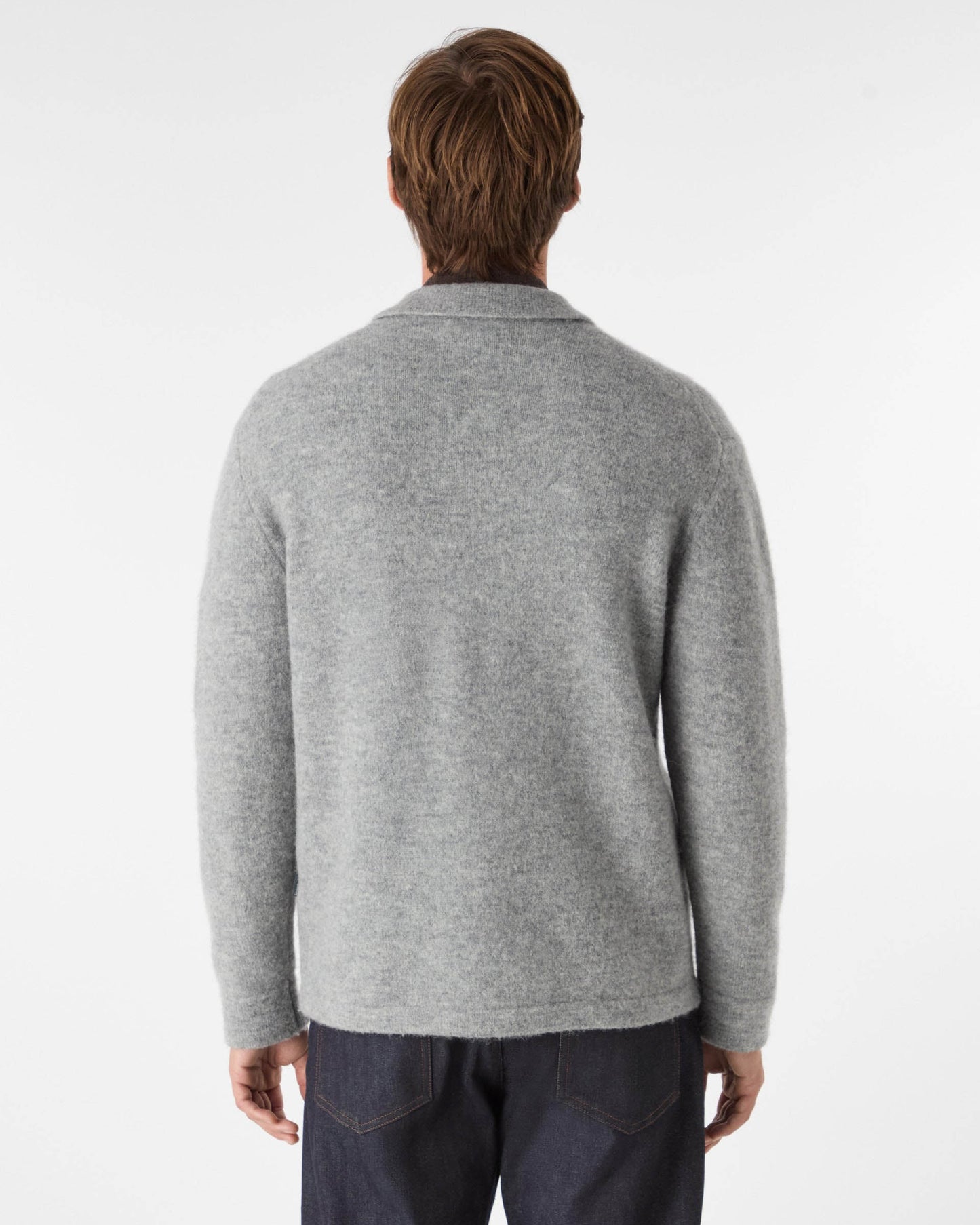 Oliver Sweeney Heywood Mens Alpaca Wool Blend Knitted Overshirt - Grey