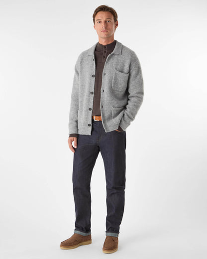 Oliver Sweeney Heywood Mens Alpaca Wool Blend Knitted Overshirt - Grey