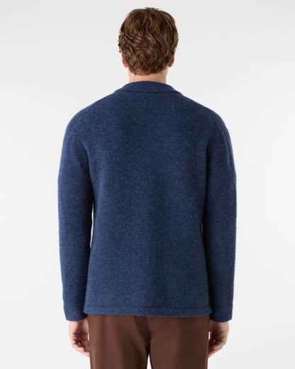 Oliver Sweeney Heywood Mens Alpaca Wool Blend Knitted Overshirt - Navy