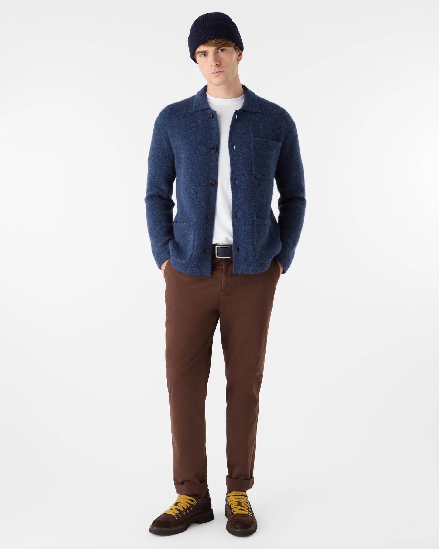 Oliver Sweeney Heywood Mens Alpaca Wool Blend Knitted Overshirt - Navy